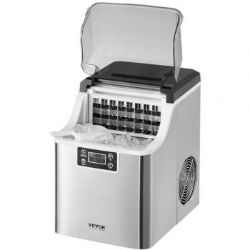VEVOR Portable Self-Cleaning Countertop Ice Maker, 45 lbs/24 hrs, Ready in 15 Mins with Ice Scoop and Basket, 3 Sizes of Ice Cubes