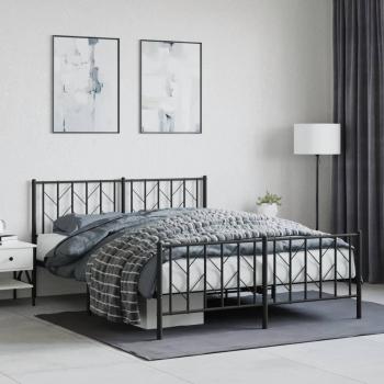 vidaXL Metal Bed Frame without Mattress with Footboard Black 150x200cm
