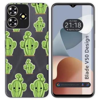 Funda Silicona Transparente para Zte Blade V50 Design 4G con Diseño Cactus y Dibujos