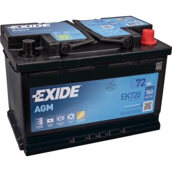 Batería EXIDE EK720 Start-Stop AGM 72Ah 760A