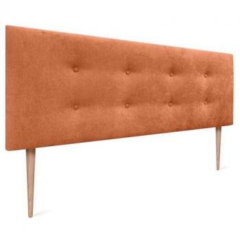 Cabecero Tapizado de Polipiel o Tela Aqualine con 2 Hileras de Botones - Naranja, 145x105cm para Camas 120/135/140