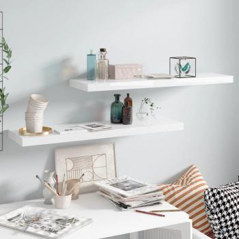 vidaXL Floating Wall Shelves 2 pcs High Gloss White 90x23.5x3.8 cm MDF