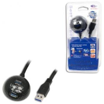 Cable USB 3.0 con Docking Station y Hub de 2 Puertos, 1.50 m, Carga y Soporte, Negro