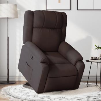 Sillón reclinable elevable en tela marrón oscuro Vidaxl