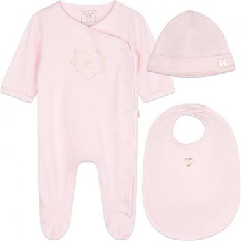 Conjunto de bebé niña Carrement Beau de tres piezas en color rosa de algodón Y30017