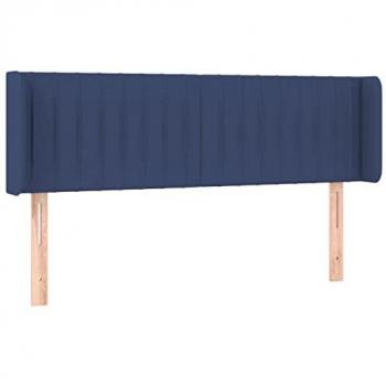 Cabecero Tapizado de Tela Azul con Orejas 147x16x78/88 cm