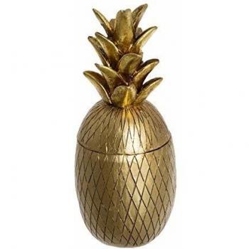 Caja decorativa de piña en resina dorada - Altura 24 cm