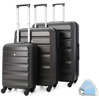 Aerolite ABS Juego de Equipaje Maleta rígida Ligera con 4 Ruedas, Gris Oscuro