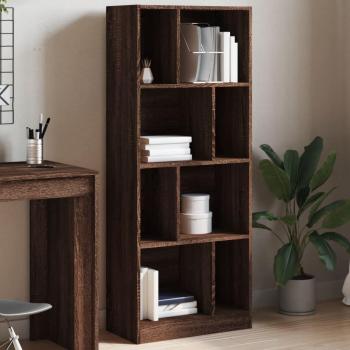 Estantería de madera de ingeniería 57x28,5x141 cm en Blanco, Negro y Roble Sonoma - Mueble de Almacenaje para Oficina, Estudio y Dormitorio