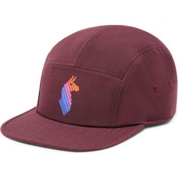 Gorra unisex Cotopaxi Llama Stripes 5-Panel roja granate