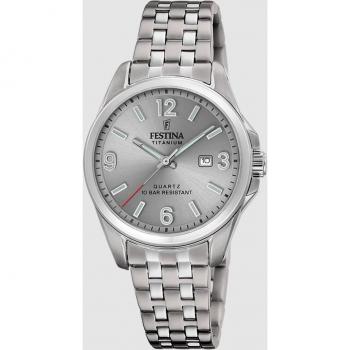 Reloj de mujer Festina F20697/2 Titanium con calendario, color gris y correa de titanio