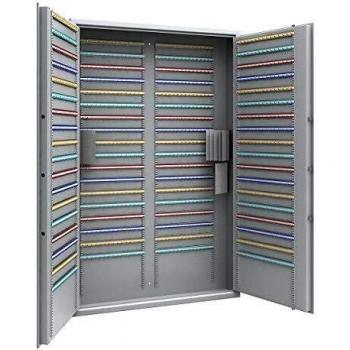 Caja de caudales para llaves gris con 1080 ganchos ajustables, dimensiones 1850 x 1200 x 200 mm