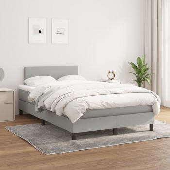 Cama box spring con colchón de muelles en tela gris claro 120x200 cm