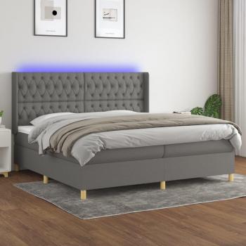 Colchón de cama suave con tela LED gris oscuro 200x200 cm, tipo box spring, características: luces LED, color gris claro