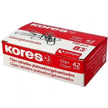 Kores 471375 Caja de Clips Galvanizados, Plateado, nº 3