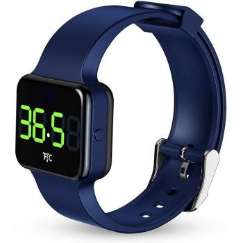 Brazalete inteligente PWCT con medición de temperatura, hora, fecha, 8 alarmas y cuenta atrás. Medidas: 3x1x4cm