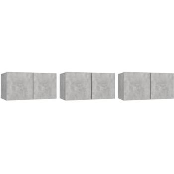 Mueble de TV suspendido moderno - 3 piezas - Gris cemento - Madera de ingeniería