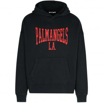 Palm Angels Men's College Hoodie Black/Red | Size XL | PMBB058F24FLE003