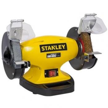 Amoladora de Banco Stanley SXGBP150E 330W Ø150 mm - 2 en 1 con Muela Grano 60 y Cepillo Metálico, Base en Fundición Anti Basculeo