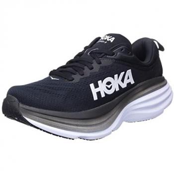 HOKA Women's Bondi 8 Road Running Shoes, Black/White, Size 7.5 W