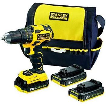 STANLEY FATMAX FMC627D3S-QW- Taladro percutor Brushless 18V, 30.600 ipm, con 3 baterías de litio 2Ah y bolsa de transporte