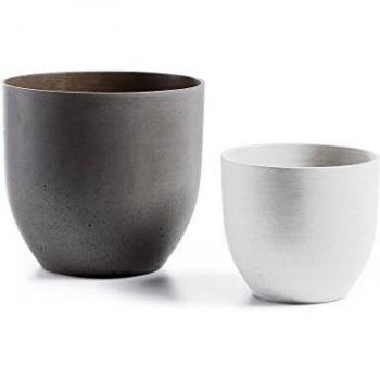 Kave Home - Set de 2 maceteros Lula Blanco y Gris de Cemento para Interior y Exterior