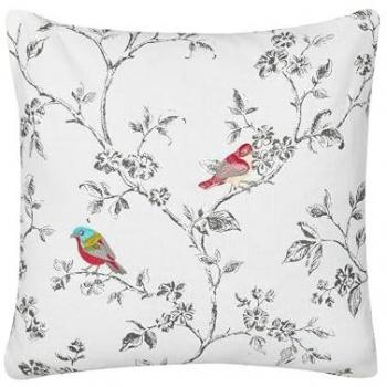 Cojín Decorativo de Algodón Bordado con Motivo de Pájaros 45 x 45 cm Blanco Dillenia