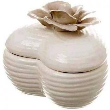 UNIMASA CAJITA JOYERO Stoneware Blanco-MARRÓN 8,20 X 8,50 X 7,20 CM