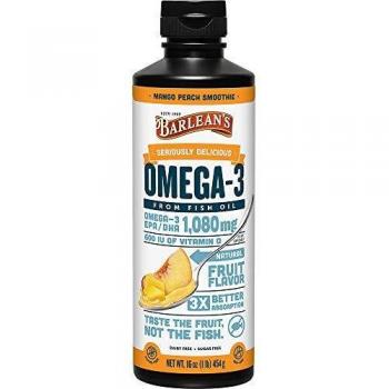 Barlean's Omega Swirl Fish Oil with Vitamin D, Mango Peach, 454g, 1 Units