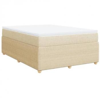 Cama Box Spring con Colchón de Tela Color Crema 140x190 cm