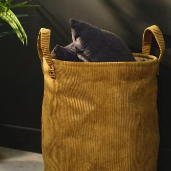 Cesto de Ropa Cozy de Terciopelo - Bronce - Ø 40 x H 45 cm