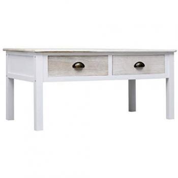 vidaXL Mesa Centro Madera Mobiliario Decoración Interiores Moderna Elegante Práctica Versátil Duradera Robusta Resistente Blanca/Natural 100x50x45cm