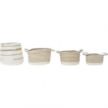 Conjunto de 4 cestas decorativas de algodón y seagrass para el hogar