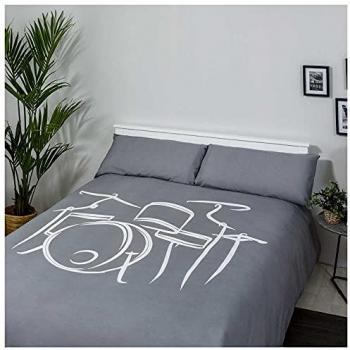 Funda Nórdica Juvenil Drum Algodón y Poliéster Gris con Fundas de Almohada - Cama de 200 cm