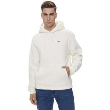 Tommy Jeans Men's Regular Fit Beige Hoodie with Flag Detail - Size 2XL