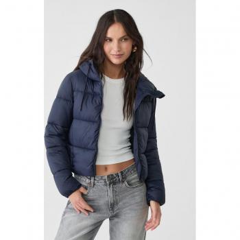Navy Blue Hooded Puffer Jacket XS