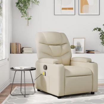 Silla de masaje reclinable crema de cuero sintético Vidaxl