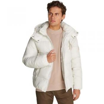 Calvin Klein Jeans Men's Essentials Non Down Jacket with Hood in White, Size L