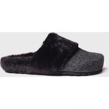 Toni Pons - Women's Closed Felt Slippers with Fur, Black, Size 7 US