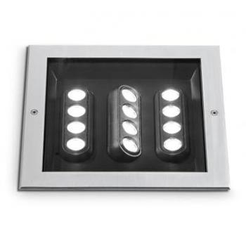 Luz LED Empotrable Cuadrada para Exterior Taurus de Acero, 1900Lm, 3000K, IP67 - Ideal Lux