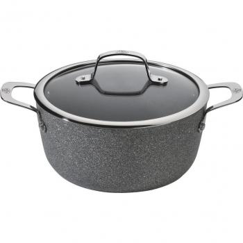 Cacerola de Aluminio Antiadherente Ballarini Salina 16 cm con Tapa - 1.4 L, Granitium Titanium Extreme, Color Gris