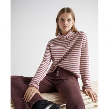 Jersey de mujer de rayas con cuello cisne Green Coast