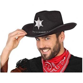 Atosa-59017 Sombrero Sheriff Cowboy, color negro, única