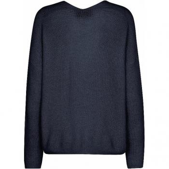 MOS MOSH Women's V-Neck Knit Sweater MMTHORA in Dark Blue, Size XS