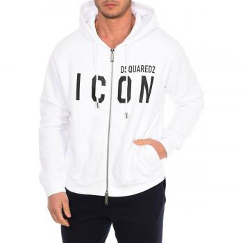 Dsquared2 Men's White Zip-Up Hoodie with Hood - Size Large