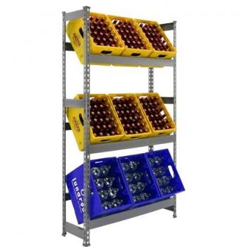 Estantería para Cajas de Bebidas SimonRack, capacidad para 9 cajas, dimensiones 1800x1000x300 mm, soporta hasta 100 kg por balda, diseño sin tornillos, color gris