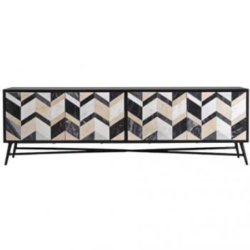 Mueble de TV Romimex Marrón Negro Dorado 40 x 50 x 160 cm