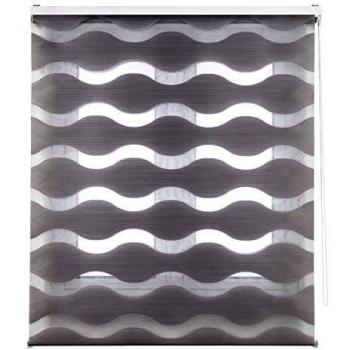 Blindecor Lira Ondas - Estor Enrollable de Doble Capa, Noche y Día, Poliéster, Gris Plata, 100 x 180