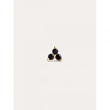 Pendiente Suelto Singularu Trebol Black - Elegante Pendiente de Plata de Ley 925 con Baño de Oro de 18 Kt. y Diseño de Trébol - Cierre Tuerca a Presión