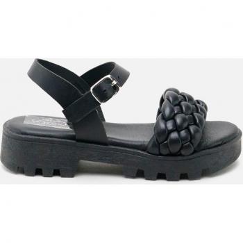 Sandalias de niña Eli 1957 en piel con planta de gel, modelo TRENZA NEGRO GEL PAPANATAS
